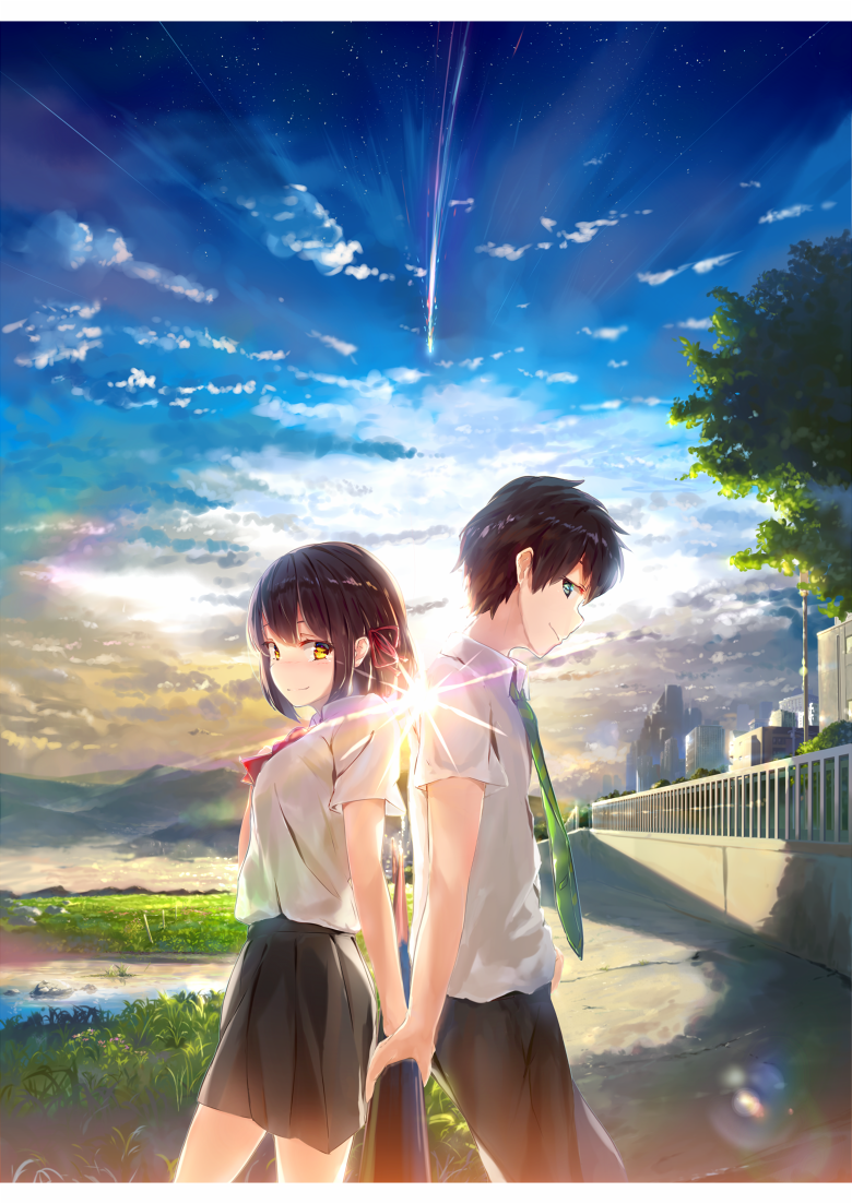 miyamizu mitsuha and tachibana taki (kimi no na wa.) drawn by wingheart