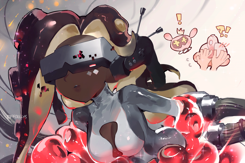 octoling player character, marina, pearl, agent 8, octoling boy, and 2 more (splatoon and 2 more) drawn by gam_(99jellys)