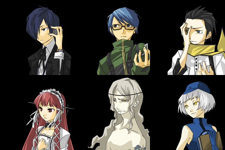 yuuki makoto, mochizuki ryouji, elizabeth, yoshino chidori, shirato jin, and 1 more (persona and 1 more)