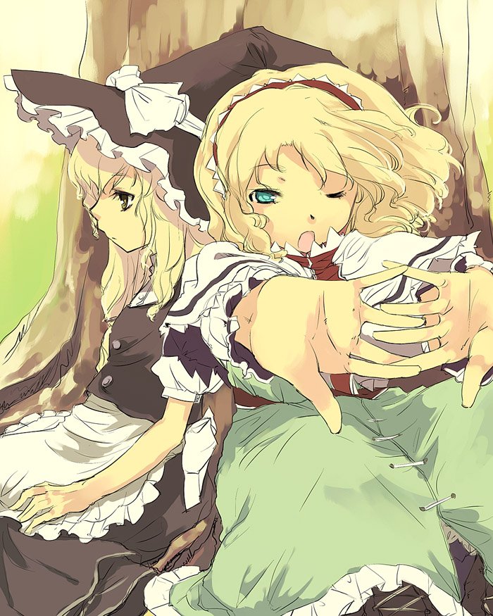 kirisame marisa and alice margatroid (touhou) drawn by yuu_(kfc)