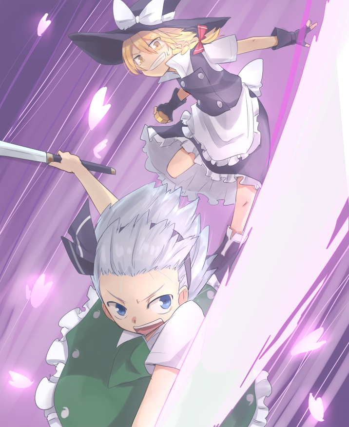 kirisame marisa and konpaku youmu (touhou) drawn by makuraha