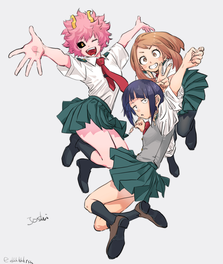 uraraka ochaco, ashido mina, and jiro kyoka (boku no hero academia) drawn by ohhhhhhtsu