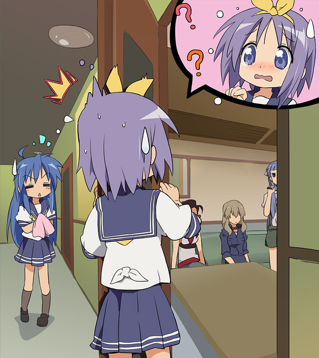 izumi konata, hiiragi tsukasa, nagi, ookouchi shino, and kimura takako (lucky star and 1 more) drawn by ixy