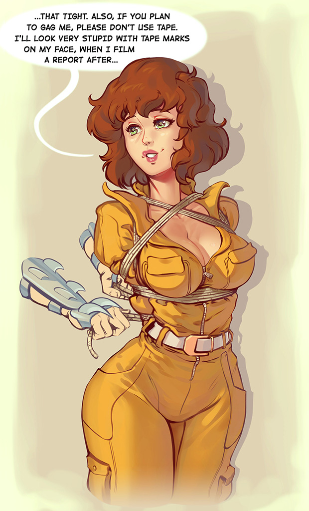 april o'neil and shredder (teenage mutant ninja turtles) drawn by sane-person