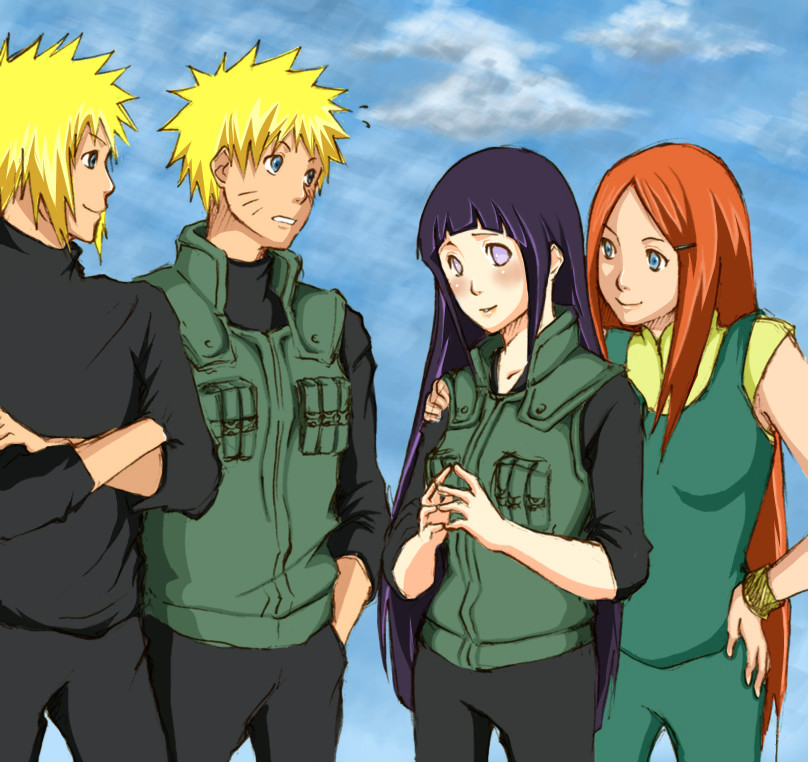uzumaki naruto, hyuuga hinata, uzumaki kushina, and namikaze minato (naruto and 1 more) drawn by charu-san