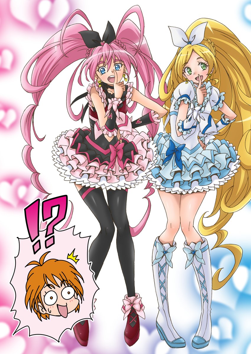 houjou hibiki, misumi nagisa, minamino kanade, cure black, cure white, and 2 more (precure and 2 more) drawn by eunos