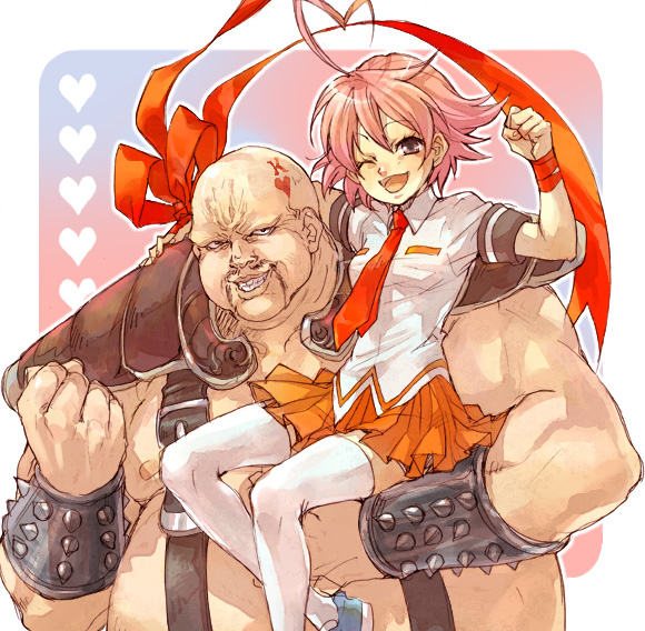 aino heart and mr. heart (m.u.g.e.n and 2 more) drawn by shika_(pixiv)