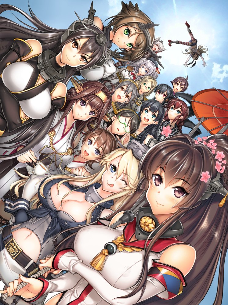 shimakaze, kongou, haruna, nagato, kashima, and 11 more (kantai collection) drawn by hiyohiyo