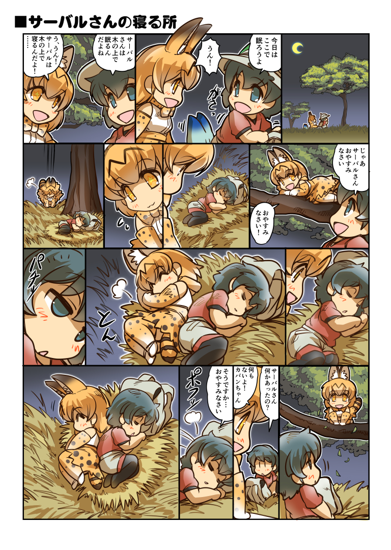 serval, kaban, and lucky beast (kemono friends) drawn by hisahiko