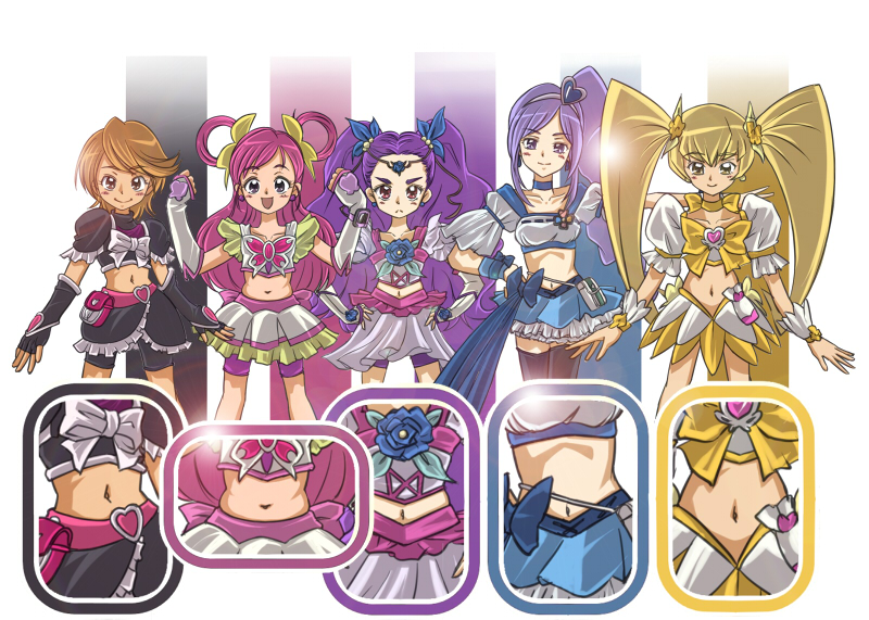 misumi nagisa, myoudouin itsuki, cure black, cure sunshine, yumehara nozomi, and 6 more (precure and 5 more) drawn by h26r
