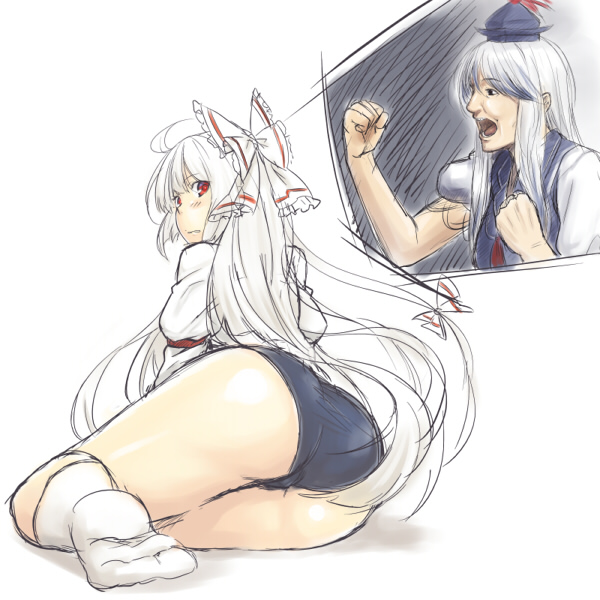 fujiwara no mokou and kamishirasawa keine (touhou) drawn by hiroya_juuren