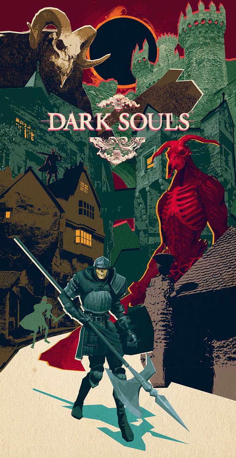 chosen undead and capra demon (dark souls and 2 more) drawn by luis_melo