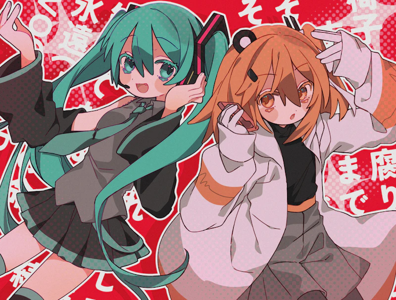 hatsune miku and adachi rei (vocaloid and 2 more) drawn by nasi_(na_si)