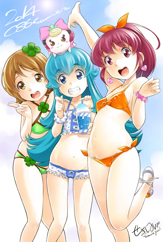 shirayuki hime, aino megumi, oomori yuuko, and ribbon (precure and 1 more) drawn by sekihan