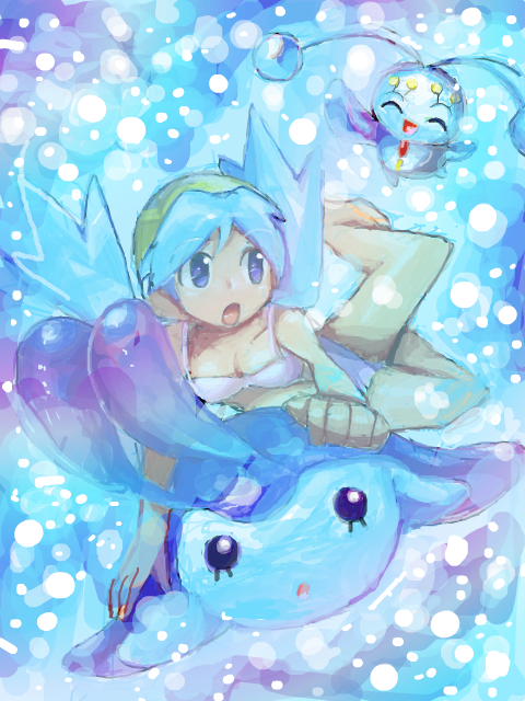 kris, manaphy, and mantyke (pokemon and 1 more) drawn by mizu_chi