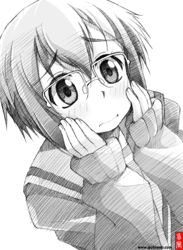 nagato yuki (suzumiya haruhi no yuuutsu and 2 more) drawn by gofu