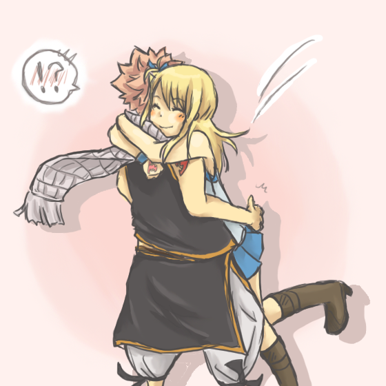 lucy heartfilia and natsu dragneel (fairy tail) drawn by erinan