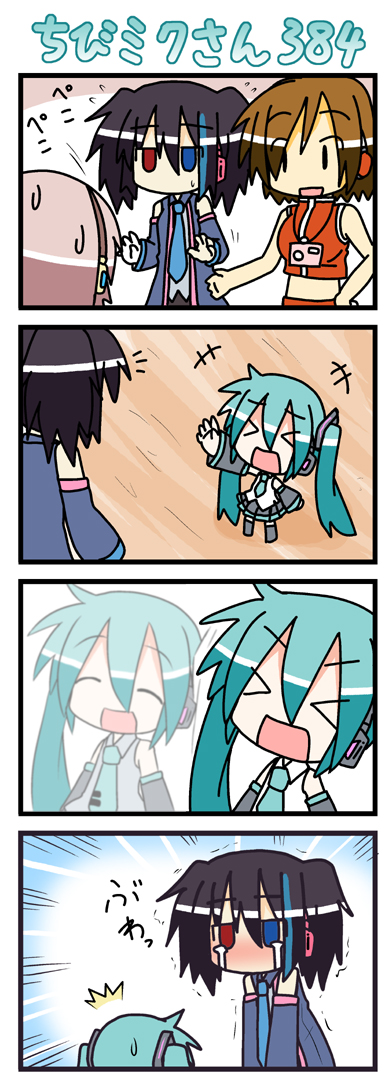 hatsune miku, megurine luka, meiko, chibi miku, and yokune ruko (vocaloid and 1 more) drawn by minami_(colorful_palette)