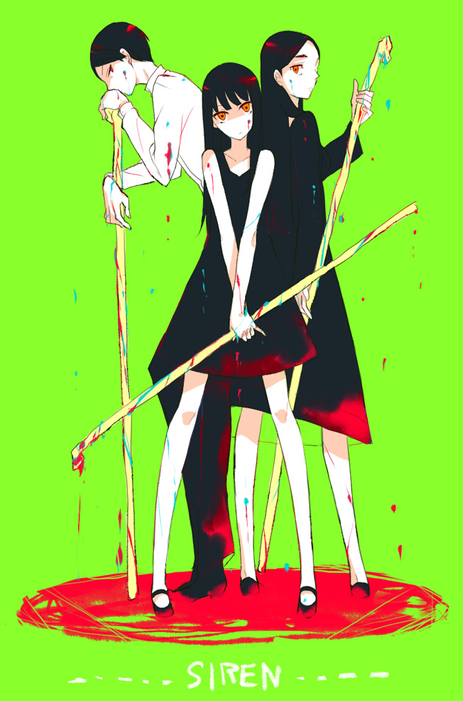 kajiro miyako, kajiro jun, and kajiro ayako (siren and 1 more) drawn by ishiaji