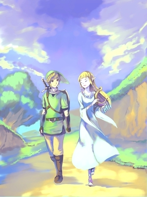 link and princess zelda (the legend of zelda and 1 more) drawn by torikai_tokine