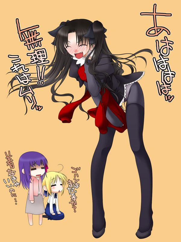artoria pendragon, saber, tohsaka rin, matou sakura, and caren hortensia (fate and 2 more) drawn by nimiya