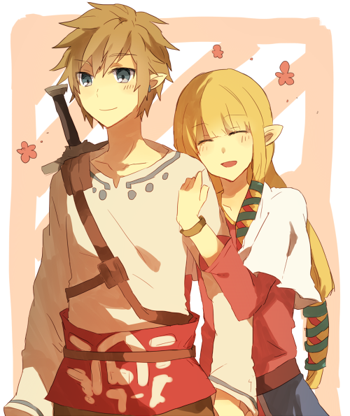 link and princess zelda (the legend of zelda and 1 more) drawn by seoto