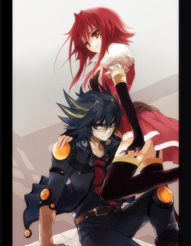fudo yusei and izayoi aki (yu-gi-oh! and 1 more) drawn by ni_(2shi)