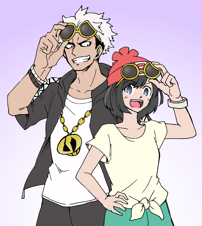 selene and guzma (pokemon and 1 more) drawn by kvr