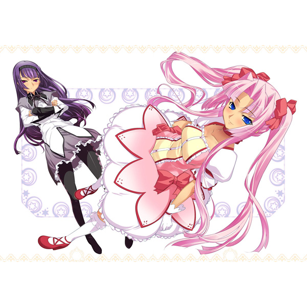 akemi homura, kaname madoka, sonken, and kannei (mahou shoujo madoka magica and 1 more) drawn by hikage_eiji