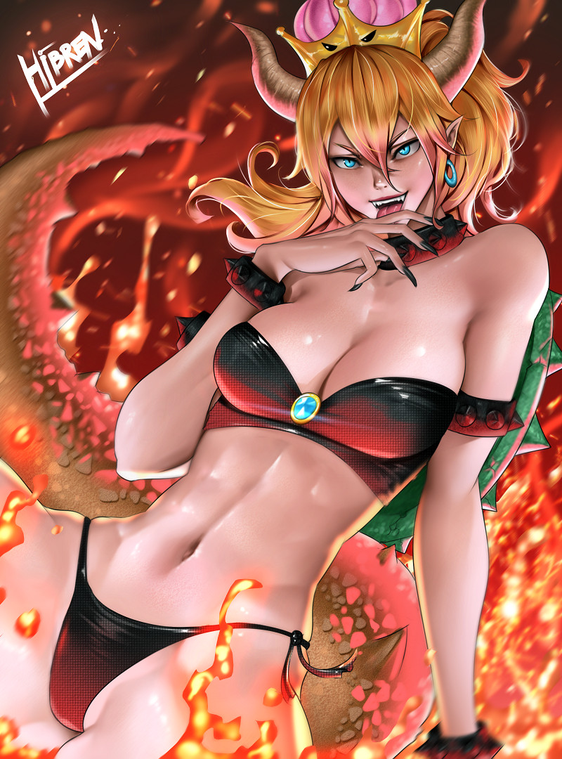 bowsette (mario and 1 more) drawn by hibren