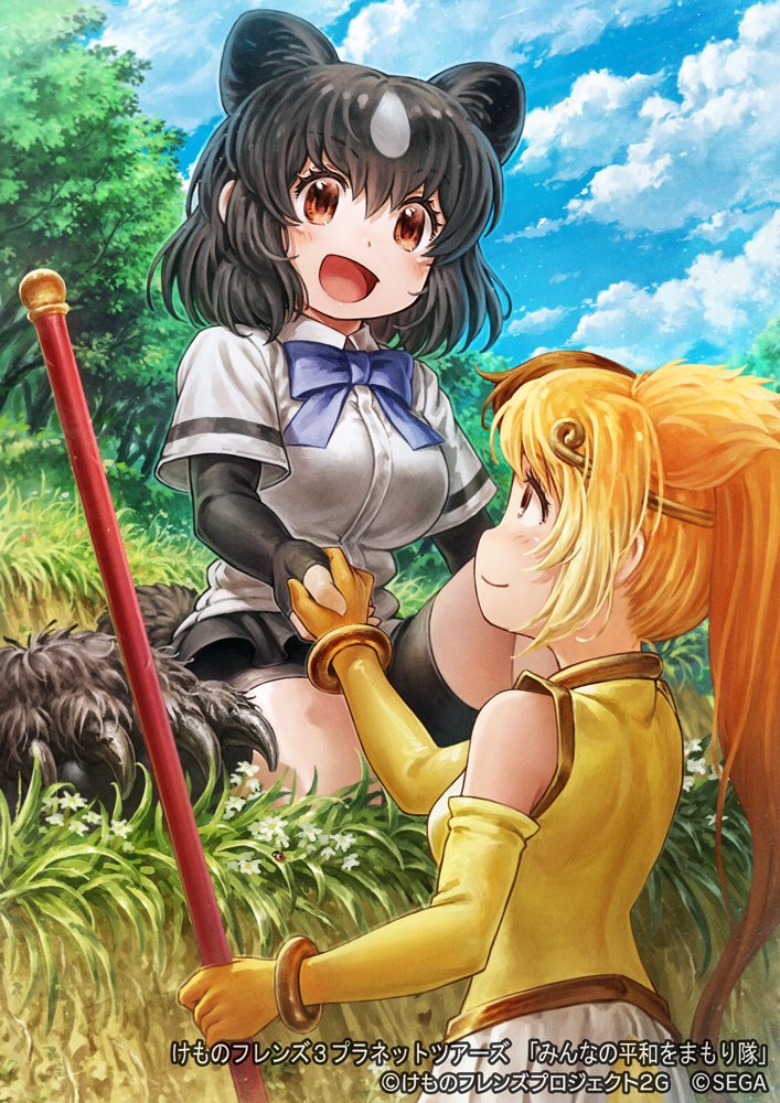 brown bear and golden snub-nosed monkey (kemono friends and 1 more) drawn by oyu_udon