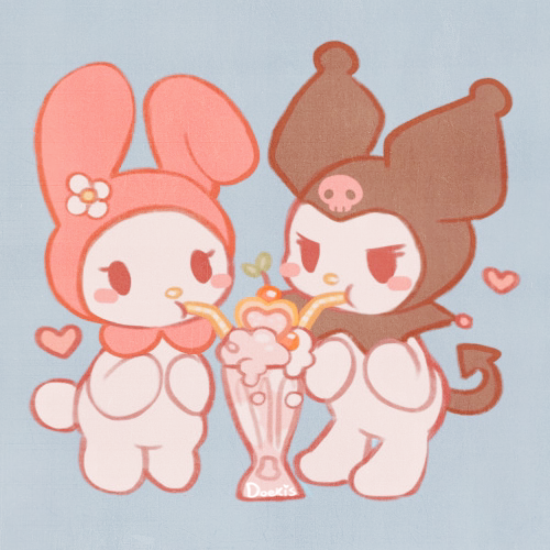 my melody and kuromi (sanrio and 1 more) drawn by doekis