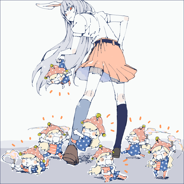 reisen udongein inaba and clownpiece (touhou) drawn by asahi_(uwa)