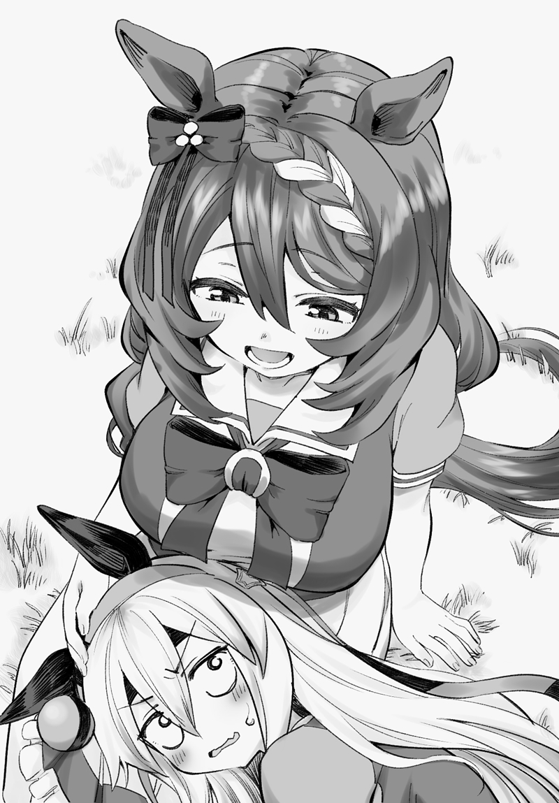 tamamo cross and super creek (umamusume) drawn by okachi