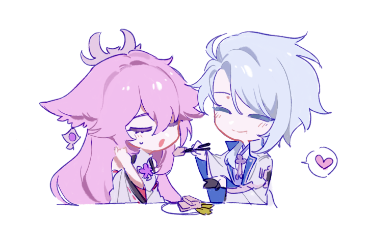 yae miko and kamisato ayato (genshin impact) drawn by sugar1045