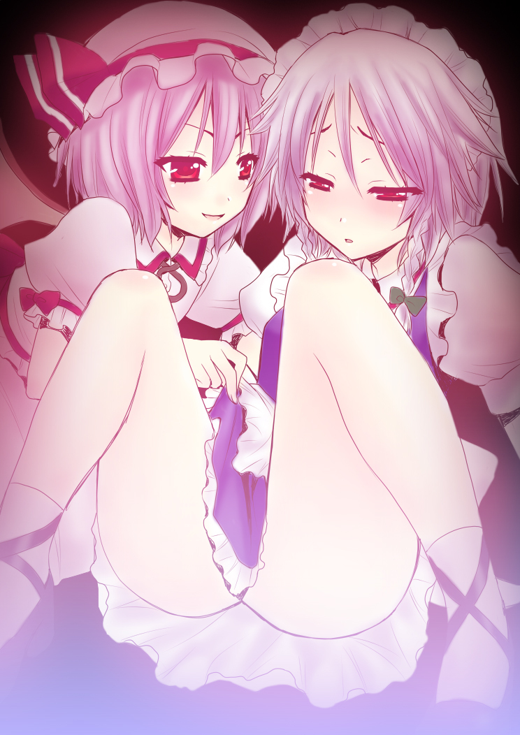 remilia scarlet and izayoi sakuya (touhou) drawn by saki_chisuzu