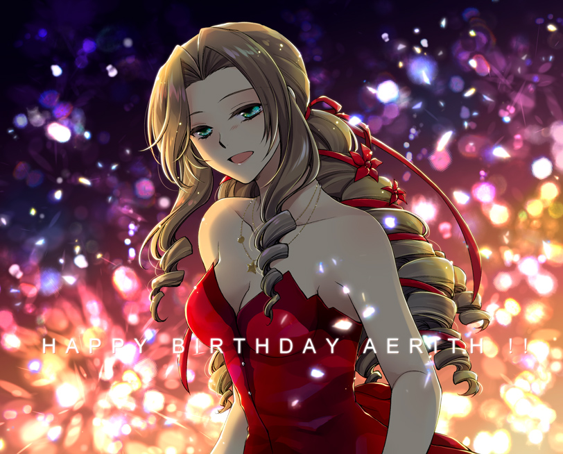 aerith gainsborough (final fantasy and 2 more) drawn by takafuji_yuna
