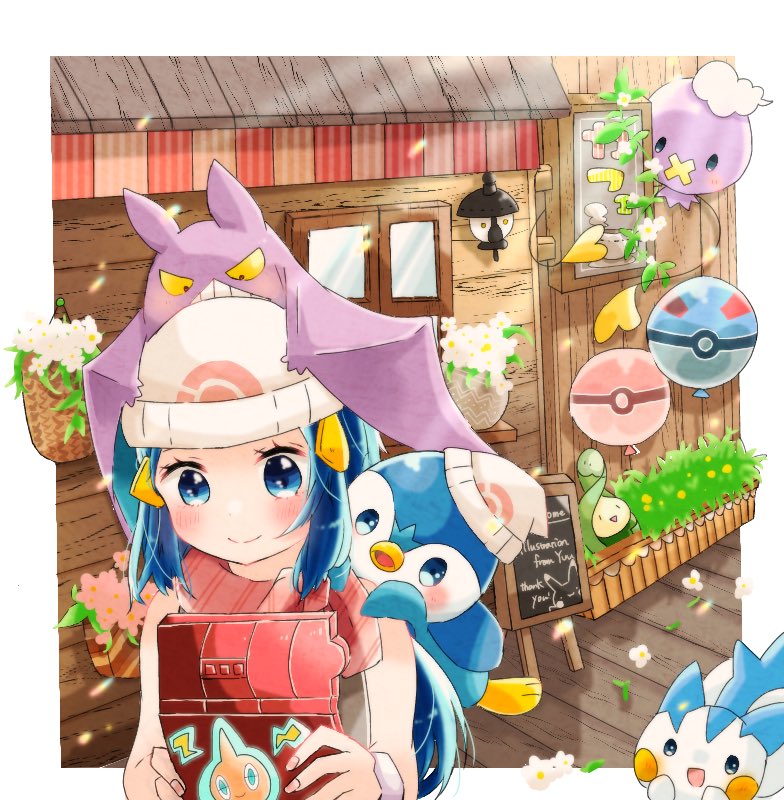 dawn, rotom, piplup, pachirisu, drifloon, and 3 more (pokemon and 1 more) drawn by hanabusaoekaki