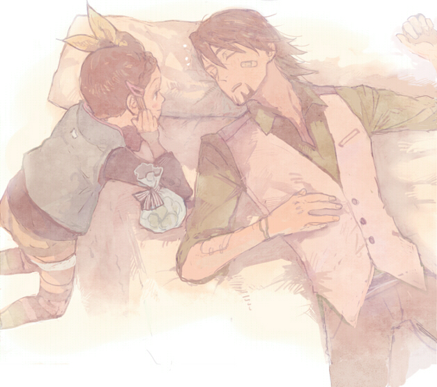 kaburagi t. kotetsu and kaburagi kaede (tiger & bunny) drawn by pon_(cielo)