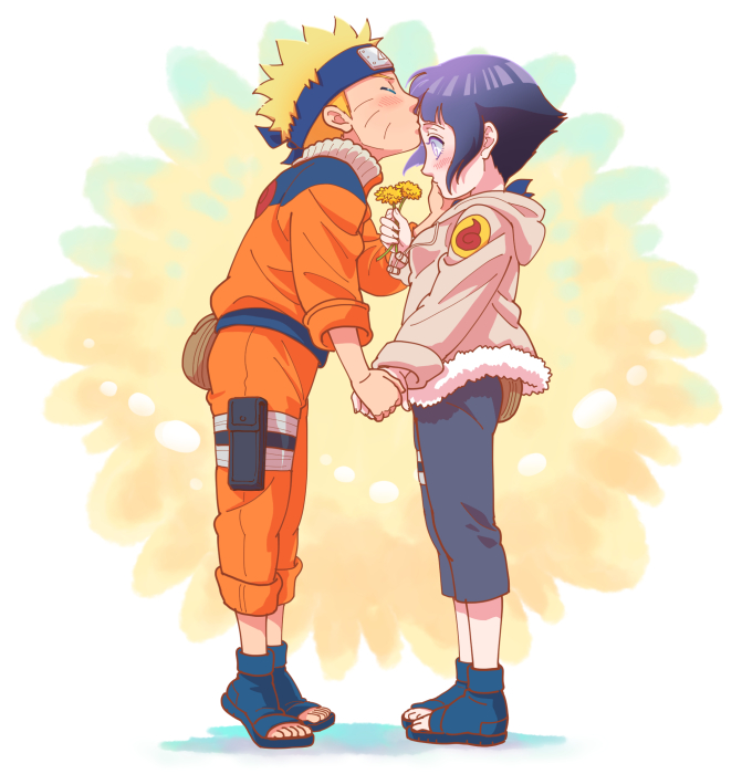 uzumaki naruto and hyuuga hinata (naruto) drawn by risuo