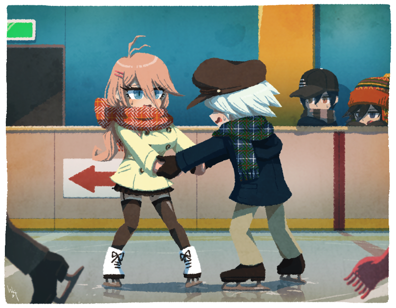 oma kokichi, saihara shuichi, iruma miu, and k1-b0 (danganronpa and 1 more) drawn by hakusoto