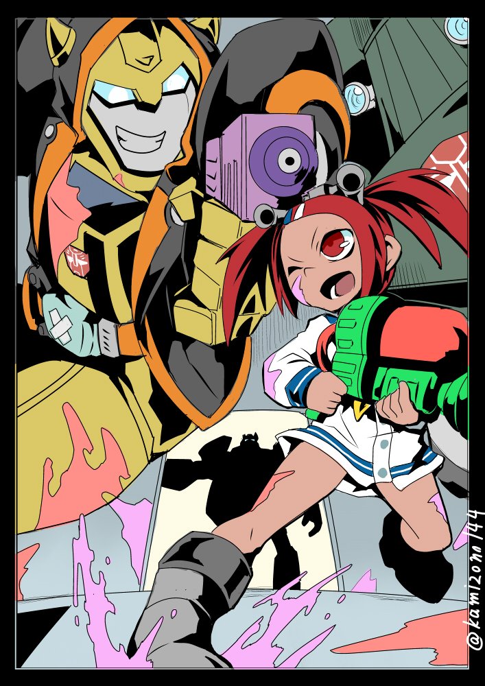 yukikaze, bumblebee, kamen rider ghost, and sari sumdac (kantai collection and 6 more) drawn by kamizono_(spookyhouse)