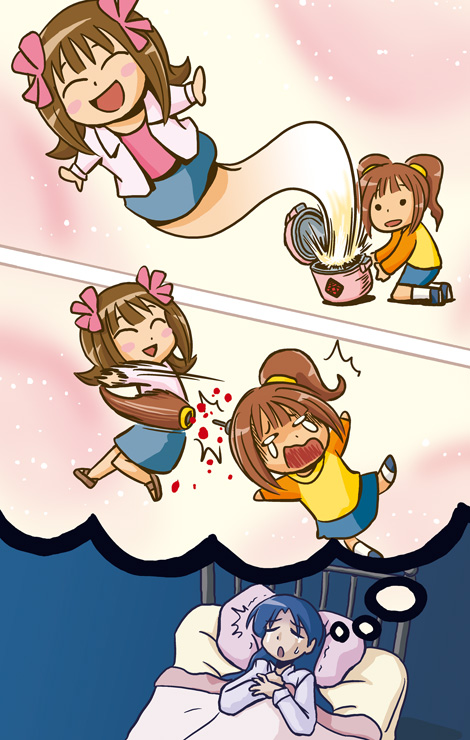 kisaragi chihaya, amami haruka, and takatsuki yayoi (idolmaster and 1 more) drawn by riyo_(lyomsnpmp)
