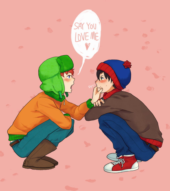 stan marsh and kyle broflovski (south park) drawn by kakaii321