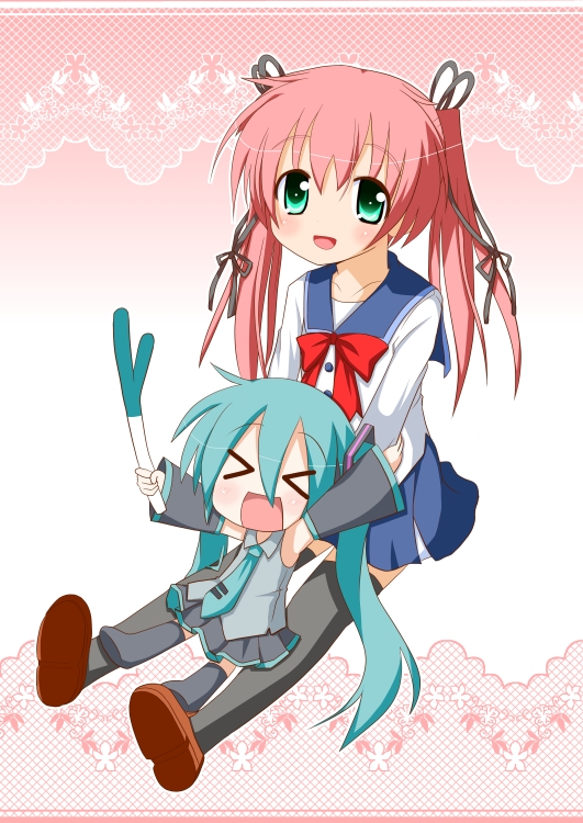 hatsune miku, chibi miku, and sakura koiro (original and 1 more) drawn by minami_(colorful_palette)