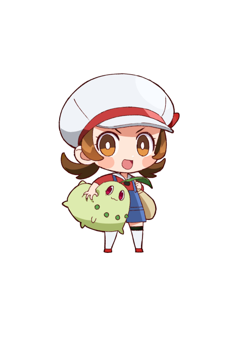 lyra and chikorita (pokemon and 1 more) drawn by yoko.u