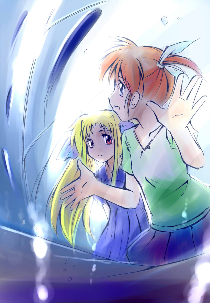 fate testarossa and takamachi nanoha (lyrical nanoha and 1 more) drawn by jason_(kaiten_kussaku_kikou)