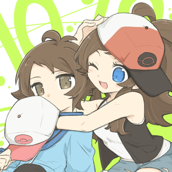 hilda and hilbert (pokemon and 1 more) drawn by chiyo408