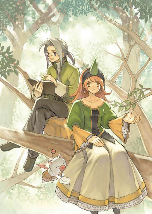 moogle, scholar, summoner, refia, and luneth (final fantasy and 1 more) drawn by nama_(tadpole)