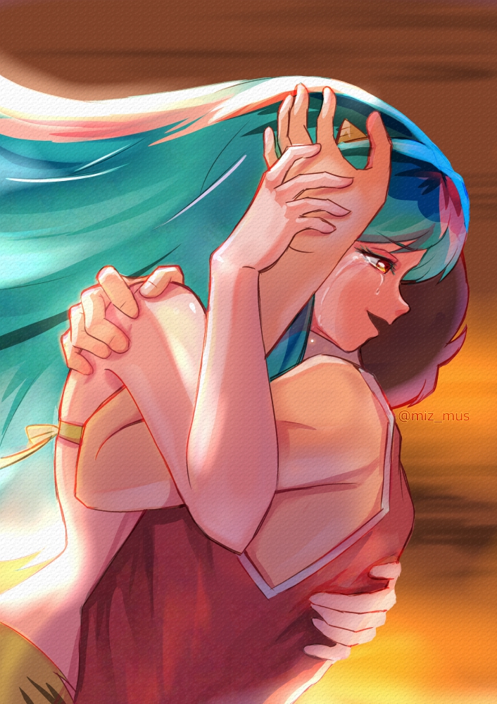 lum and moroboshi ataru (urusei yatsura) drawn by miz_mus
